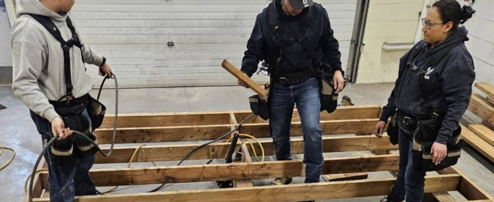 Students in the Renovation Techniques: Construction Carpentry program construct a shed as part of their course education at Kenjgewin Teg